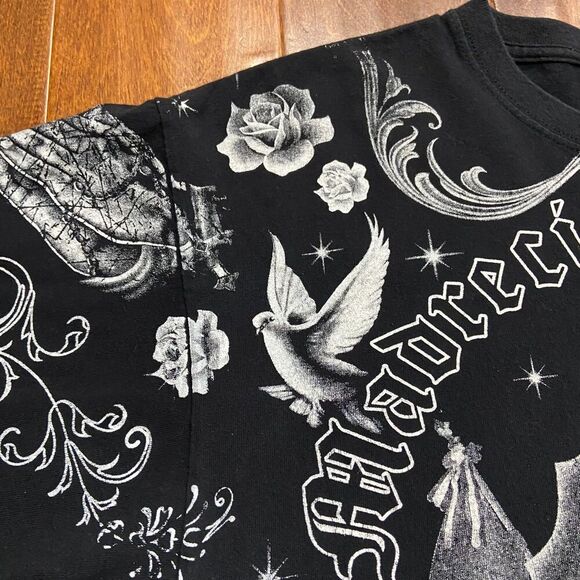 Yazbek Madre Celestial AOP Spanish Pious & Merciful Black Tee Men's Size XL - Picture 4 of 8